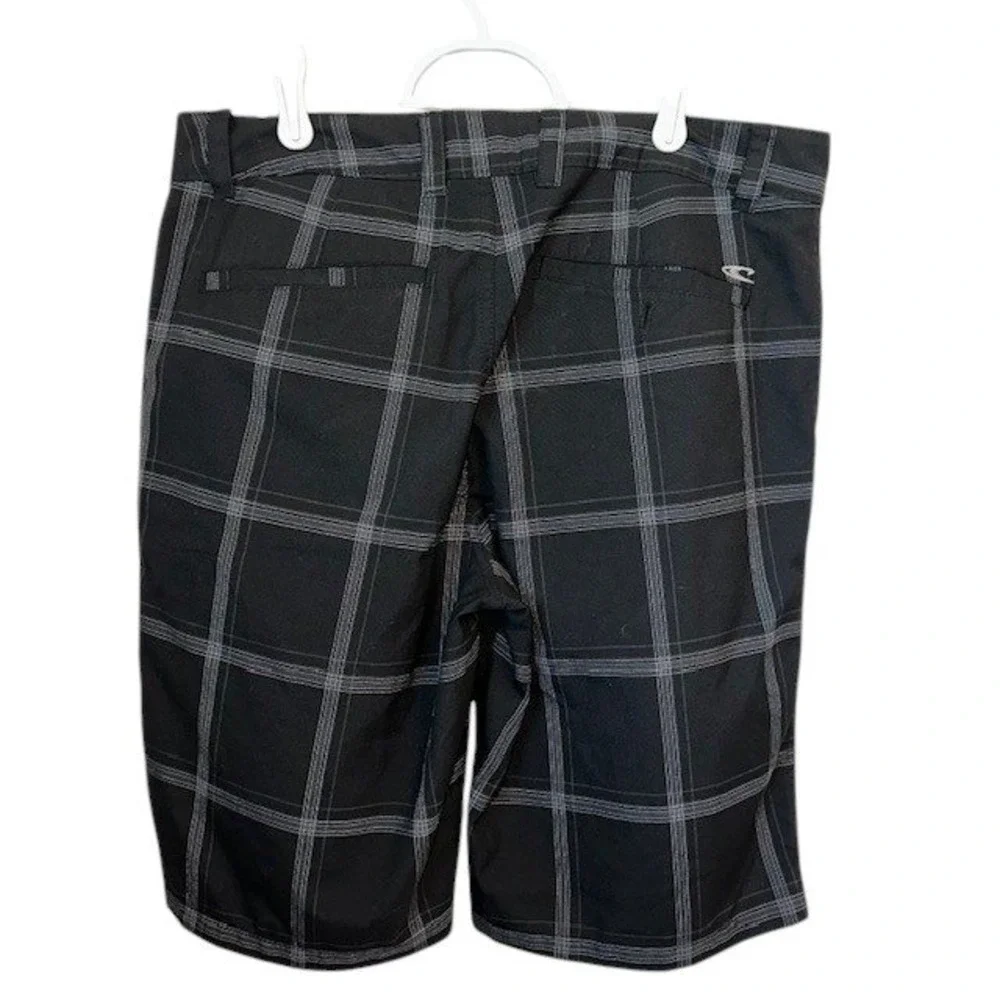 O'Neill Plaid Shorts Hybrid Casual Walk Black Size 32‎